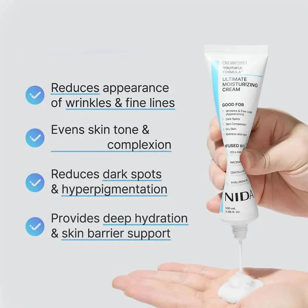 100ml Korea NIDA Moisturizing Ultimate Cream Collagen Youthful Repair Damage Skin Strengthen Barrier Daily Facial Skin Care Isra