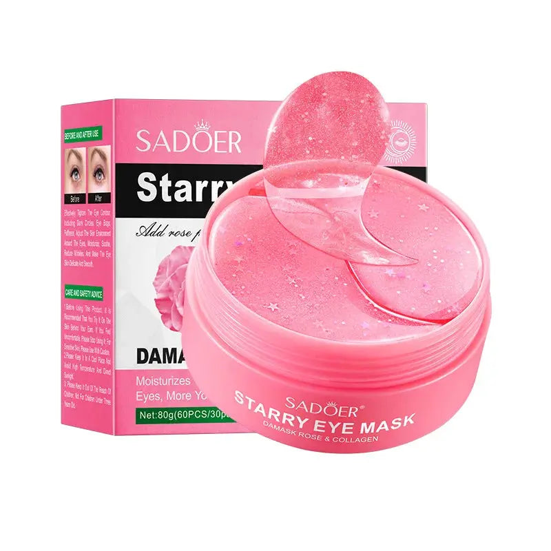 60pcs SADOER Rose Starry Collagen Eye Mask Anti Dark Circles Remove Eyes Bags Moisturizing Firming Eye Patches Eyes Skin Care Isra