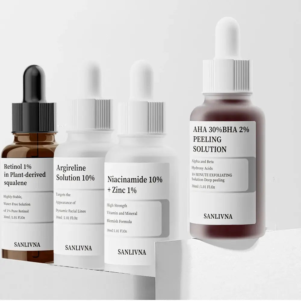 AHA 30%+BHA 2% Exfoliating Face Salicylic Acid Serum 10% Niacinamide + 1% Zinc, 10% Hexapeptide Serum Moisturizing Face Skincare Isra