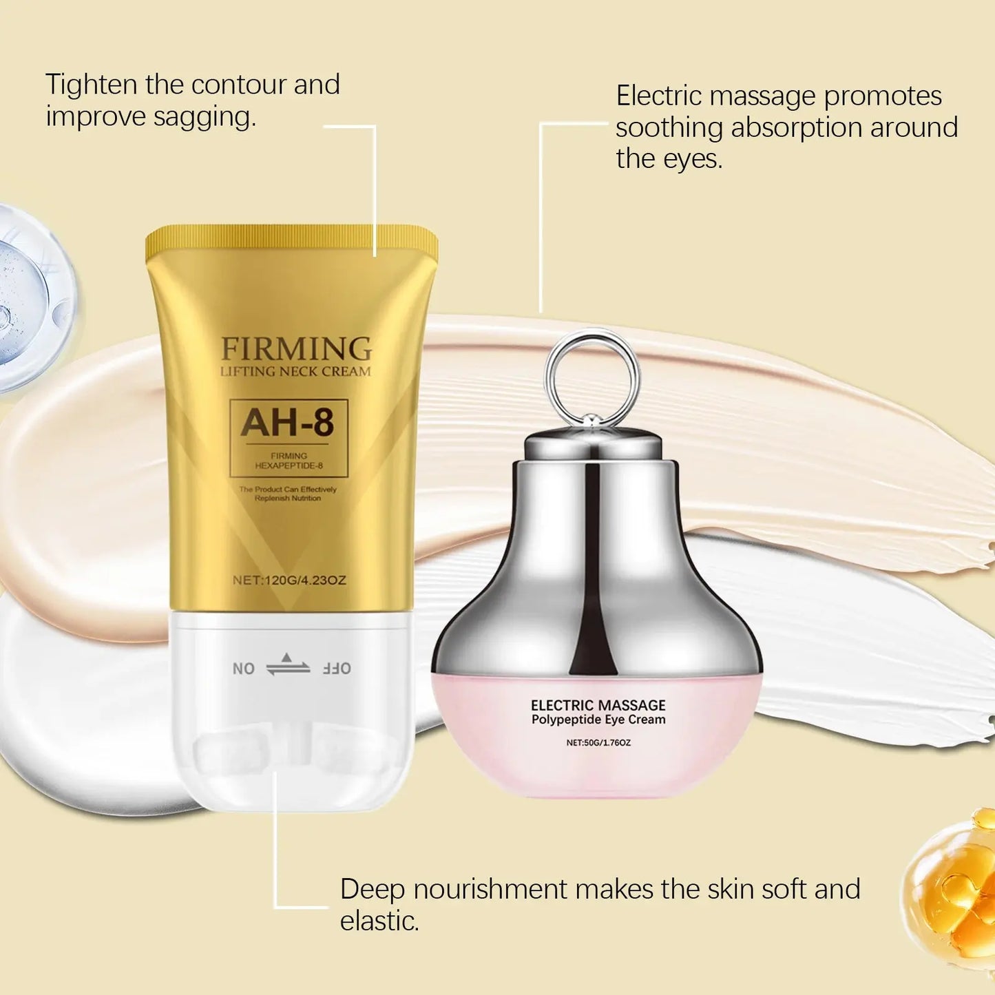 Anti Aging Skin Care Collagen Electric Massage Eye Cream for Dark Circle Ah-8 Firming Neck Cream Moisturizing Tightening Lotion Isra
