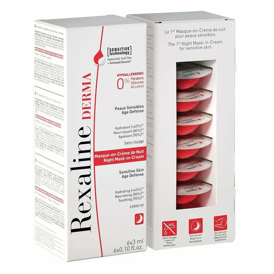Moisturising Overnight Mask Rexaline Derma 3 ml x 6 Sensitive skin Rexaline