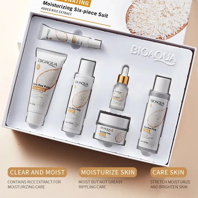 Smooth Rice Extract Skincare Set for Skin Hydration Absorbs Quickly and Leaves Skin Soft and Moisturized Isra