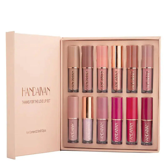 12 Color Liquid Lipstick Set - Authentic Lip Gloss Isra