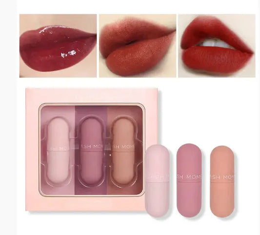 3-Piece Matte Lip Gloss Set - Non-Stick to Cup Isra