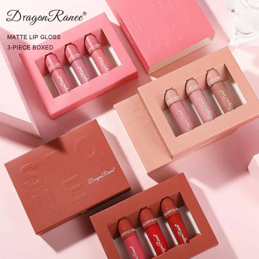 3-Piece Matte Lip Gloss Set - Non-Stick to Cup Isra