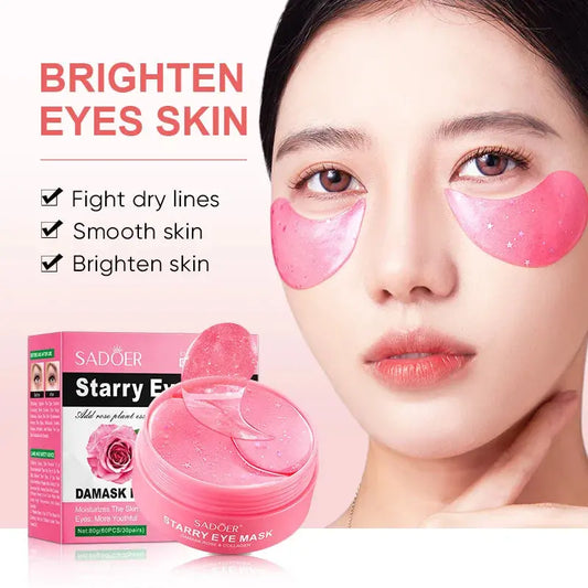 60pcs SADOER Rose Starry Collagen Eye Mask Anti Dark Circles Remove Eyes Bags Moisturizing Firming Eye Patches Eyes Skin Care Isra