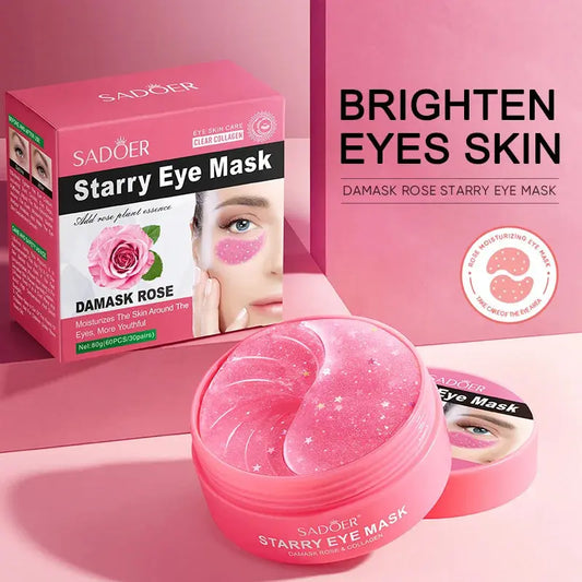 60pcs SADOER Rose Starry Collagen Eye Mask Anti Dark Circles Remove Eyes Bags Moisturizing Firming Eye Patches Eyes Skin Care Isra