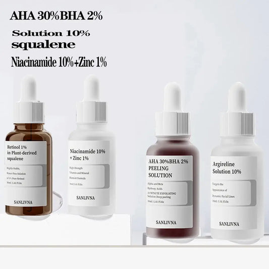 AHA 30%+BHA 2% Exfoliating Face Salicylic Acid Serum 10% Niacinamide + 1% Zinc, 10% Hexapeptide Serum Moisturizing Face Skincare Isra