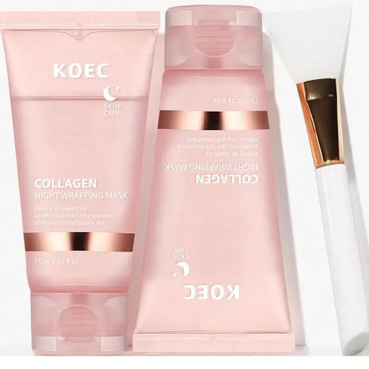 Collagen Overnight Wrapping Peel Off Facial Mask, Korean Collagen Night Wrapping Mask Deeply Hydrates Night Care Mask Cream 75ml Isra
