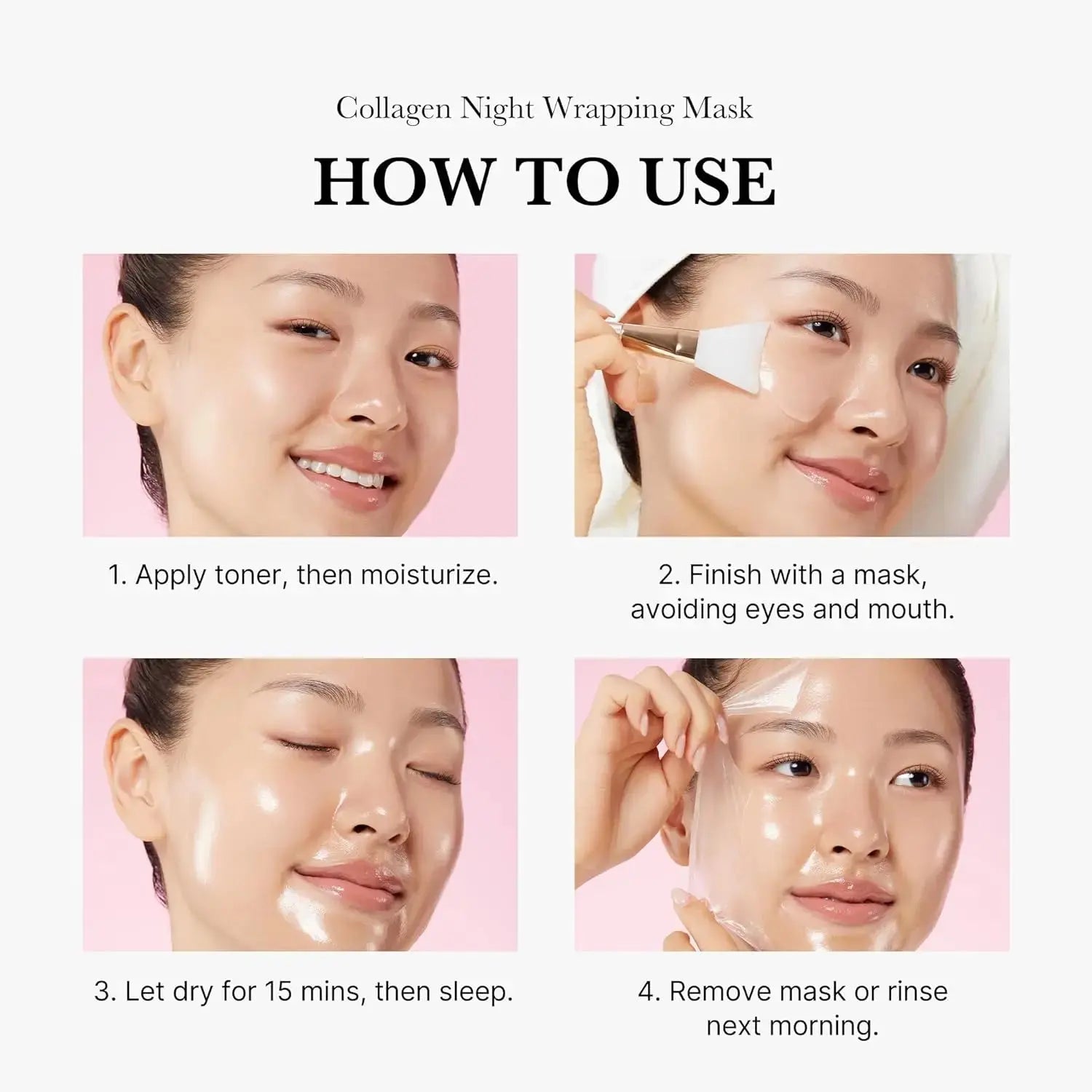 Collagen Overnight Wrapping Peel Off Facial Mask, Korean Collagen Night Wrapping Mask Deeply Hydrates Night Care Mask Cream 75ml Isra