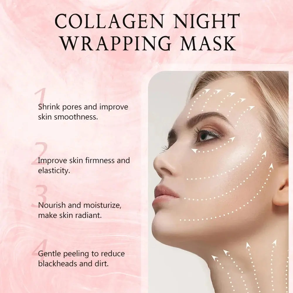 Collagen Overnight Wrapping Peel Off Facial Mask, Korean Collagen Night Wrapping Mask Deeply Hydrates Night Care Mask Cream 75ml Isra