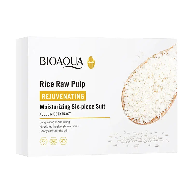 White Rice Raw Pulp Skin Care Six-piece Set Soothing Oil Control Firming Moisturizing Fade Fine Lines Serum Face Care Set Isra